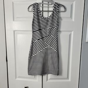 Xhilaration Black and White Striped Mini Dress